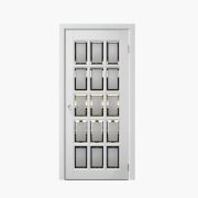 Дверное полотно Английская решетка 15 Белый жемчуг 400С сатинированный фацет