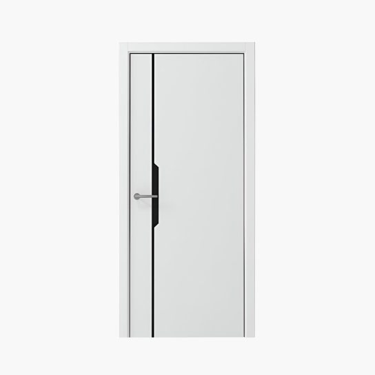 Дверное полотно Винил про Графика-4 кромка черная 800 Белый (Альберо) ОБРАЗЕЦ