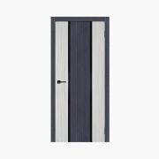 Дверное полотно Легенд-2 Сиена белая/Бетон антрацит 700С черное стекло