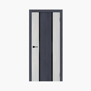 Дверное полотно Легенд-2 Сиена белая/Бетон антрацит 700С черное стекло