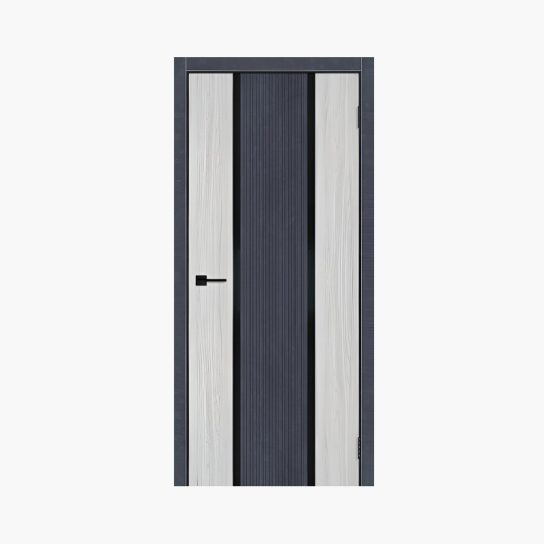 Дверное полотно Легенд-2 Сиена белая/Бетон антрацит 700С черное стекло