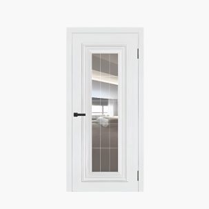 Дверное полотно Парма-1 Эмаль Белая 600С гравировка/рефлектив