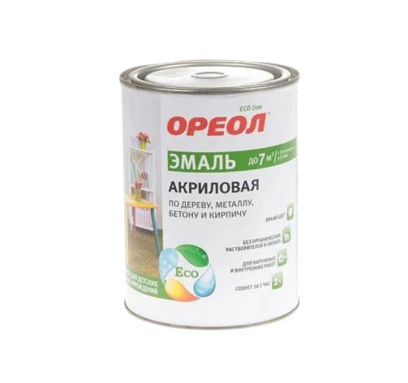 Эмаль акриловая Ореол универ глянцевая серая 1 кг