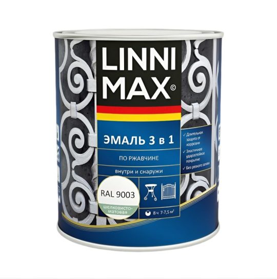 Грунт-эмаль LINNIMAX шел-мат RAL 9003 белая 1,6 л