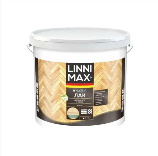 Лак акрил LINNIMAX для паркета и полов шелк-мат 9 л УЦЕНКА