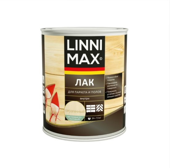 Лак алкид LINNIMAX для паркета и полов шелк-мат 0,75 л