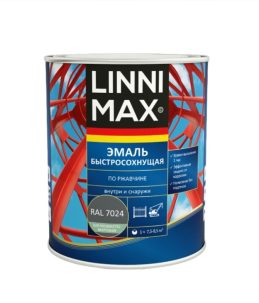 Грунт-эмаль LINNIMAX шел-мат RAL 7024 графит-серый 1,6 л