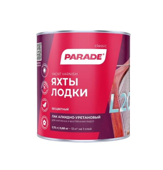 Лак алкид PARADE L20 яхтный глянец 0,75 л (0006106)