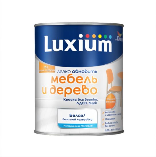 Краска Luxium Мебель и Дерево база BW 0,75 л матовая