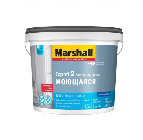 Краска в/д Маршал Экспорт-2 Мастерлайн д/стен и потолков ВС 4,5 л