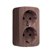 Розетка двухместная ОП Минск 16А с заземлением темное дерево