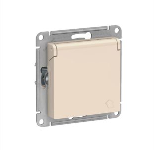 ATLASDESIGN РОЗЕТКА с заземл со шторками с крышкой 16А механизм Бежевый