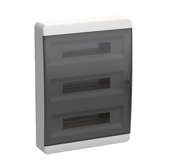 Бокс TEKFOR ЩРН-П-54 навесной пластик черная прозрачная дверь IP41