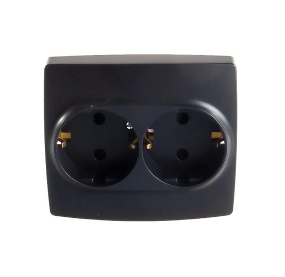 Розетка ЭРА Schuko 2Р+Е ОУ антрацит