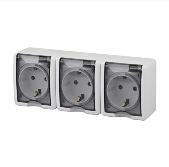 Розетка Эра 3х2Р+Е IP54 16AX-250В ОУ Эра Эксперт белый 11-2405-01