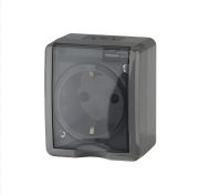 Розетка Эра 2Р+Е IP54, 16AX-250В, ОУ, Эра Эксперт сер 11-2401-01-03