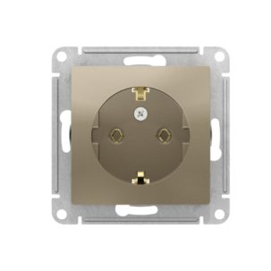 ATLASDESIGN РОЗЕТКА с заземлением 16А механизм шампань
