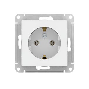 ATLASDESIGN РОЗЕТКА с заземлением 16А механизм Белый со шторками