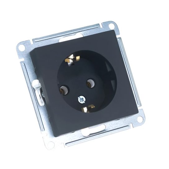 ATLASDESIGN РОЗЕТКА с заземл со шторками  16А механизм КАРБОН