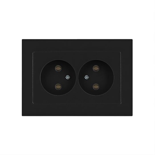 Розетка Intro Accent 2х2P 16А-250В IP20 СУ  антрацит 6-204-05