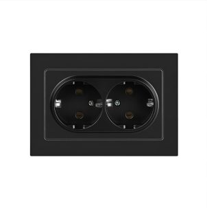 Розетка Intro Accent 2X2P+E Schuko 16А-250В IP20 СУ антрацит 6-205-05