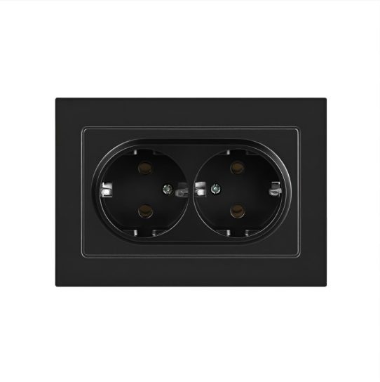 Розетка Intro Accent 2X2P+E Schuko 16А-250В IP20 СУ антрацит 6-205-05