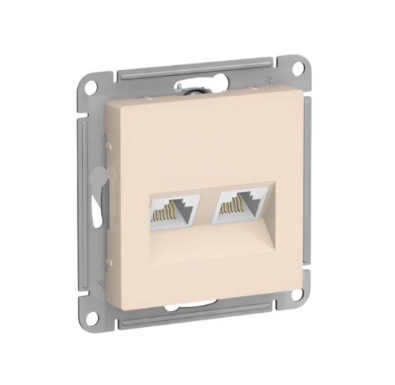 ATLASDESIGN РОЗЕТКА 2-ая компьютерная RJ45+RJ45 кат 5Е механизм Бежевый