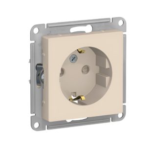ATLASDESIGN РОЗЕТКА 2-ая с заземл со шторками 16А механизм Бежевый