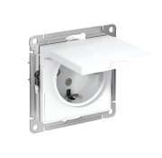 ATLASDESIGN РОЗЕТКА с заземлением 16А механизм Белый со шторками с крышкой