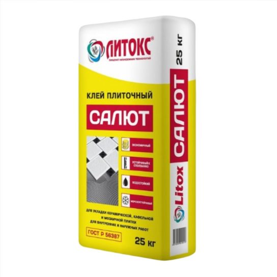Клей Салют эконом 25кг для плитки  Литокс (56 меш)