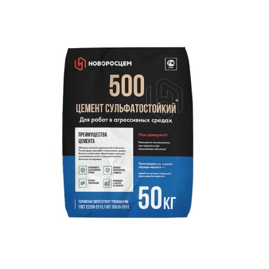 Цемент Новоросцемент М-500 Сульфатостойкий 50кг (30 меш)