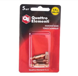 Наконечник токосъемный М6х28 0,8мм QUATTRO-ELEMENTI (5шт) 771-237