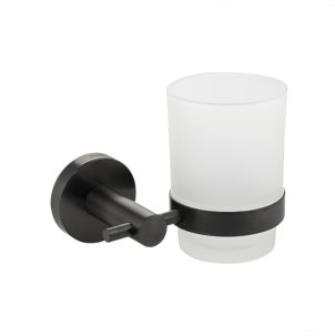 Стакан Gfmark стеклянный с креплением к стене ГРАФИТ 78005,,,