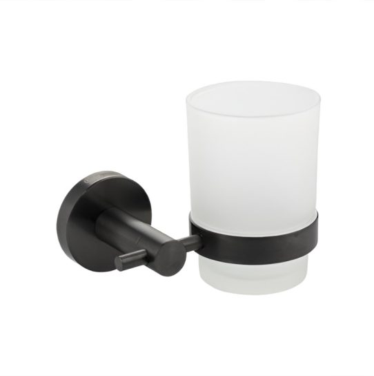 Стакан Gfmark стеклянный с креплением к стене ГРАФИТ 78005,,,