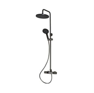 Смеситель + стойка GFmark троп. душ 3107-G графит термостат с дисплеем