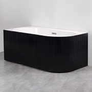 Ванна акрил Azario Lago Blanco Black 170х75х58 угловая  приставная лев черная