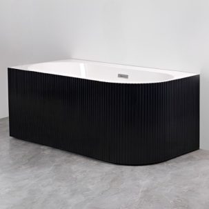 Ванна акрил Azario Lago Blanco Black 170х75х58 угловая приставная лев черная