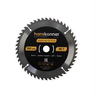Диск пильный 190/20/16 z48 дер Hanskonner Н9025-190-20/16-48