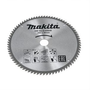Диск пильный 260/30 z80 алюминий/дерево/пластик Makita D-65648