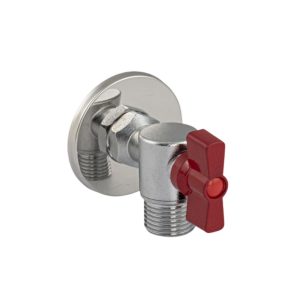 Кран MAGNUS шар угловой 1/2"х1/2" под ключ с отражателем из нерж стали SUS 304 красная ручка 9268-K