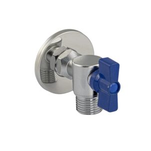 Кран MAGNUS шар угловой 1/2"х1/2"под ключ с отражателем из нерж стали SUS 304 синяя ручка 9268-C
